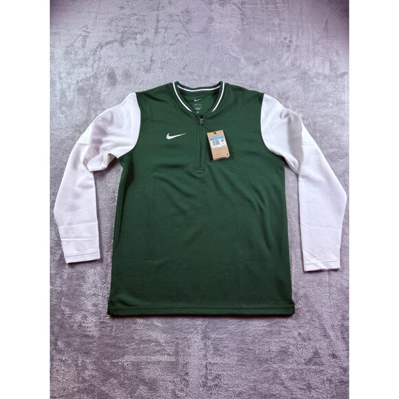 Nike Dri-FIT Quarter Zip Pullover Mens Medium Green White Long Sleeve FJ9549-341 - Picture 1 of 13